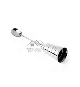 Jigger en acier inoxydable argenté avec cuillère à mélanger intégrée - Product Image 1