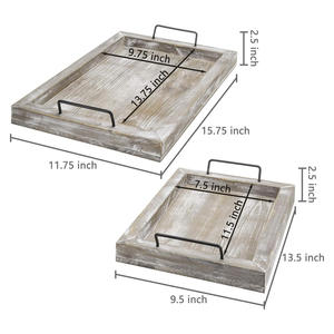 Juego de bandejas para servir hechas a mano de madera de pino con asas de Metal elegantes Catering Excellence Uso de bandejas de suministro para restaurantes y hoteles de grado superior - Product Image 3