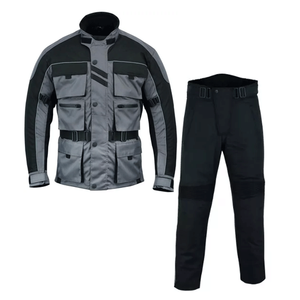 Warrior Gears 6 bolsillos gris/Negro traje de motocicleta de talla grande para hombre con armaduras CE protecciones personalizadas para montar en moto - Product Image 1