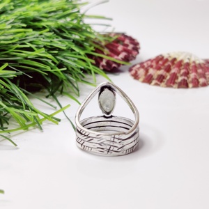 Bague en argent en pierre de lune en forme de marquise meilleure vente bague 2024 meilleur cadeau pour son anniversaire - Product Image 4