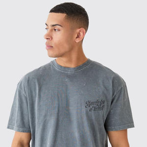 Camiseta personalizada de 100% algodón para hombre, lavado ácido, gráfico Vintage de Fitness, de talla grande, secado rápido, patrón sólido, logotipo sólido, timbre - Product Image 5