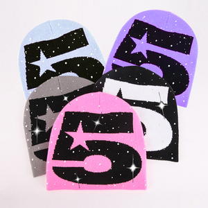 Gorros de Invierno Unisex de Alta Calidad al por Mayor, Estilo Y2K, Acrílico, con Pedrería, Bordado 3D, Color Personalizado, de Fábrica - Product Image 1