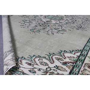 พรมวินเทจตุรกีขนาด 5.9x9.2 ฟุต พรมขนาดใหญ่ พรมขนสัตว์สีเขียว - Product Image 4