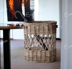 Eco-Friendly Handwoven Bamboo Umbrella Stand Wicker Rattan <b>Basket</b> Weave Design for Wardrobe <b>Storage</b> Home Decoration - Product Image 4