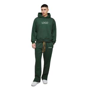 Ensemble de survêtement à capuche ample en coton pour homme, poids lourd, vert forêt, imprimé personnalisé, grandes tailles, vêtements chauds, vente chaude - Product Image 1
