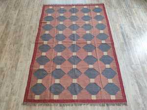 Alfombra Kilim tejida a mano de lana y yute, alfombra hecha a mano Kilim Dhurrie, alfombra tradicional de yute, fabricación en India de alfombras - Product Image 2