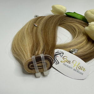 Sun Hair Company 822 Sutle Highlight Straight Double Drawn Virgin Paquetes de trama de cabello humano vietnamita Extensiones de cabello humano - Product Image 3