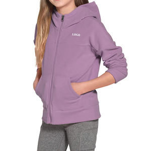 เสื้อฮู้ดปิดซิปขนแกะสำหรับเด็กผู้หญิงขนาดและสีออกแบบโลโก้ได้ตามต้องการเหมาะสำหรับฤดูหนาวสีทึบราคาโรงงานทรงสลิมฟิต - Product Image 6