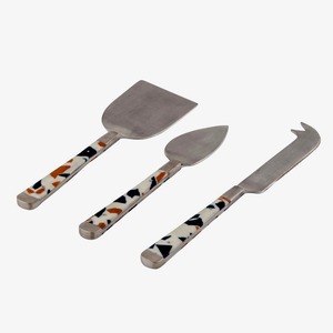 Juego de cubiertos de diseño para comedor, plateados, con mango esmaltado, utensilios para queso - Product Image 1
