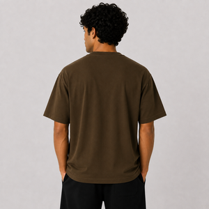 T-Shirt Italien Coupe Classique Sur Mesure en Pur Coton 180g Idéal pour le Style Quotidien Masculin et le Confort Respirant Marron - Product Image 3