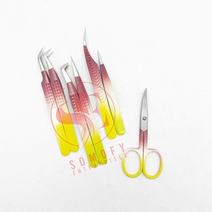 Pince à cils et sourcils en acier inoxydable avec logo personnalisé en gros avec ciseaux Sustianable New Color New Collection - Product Image 2