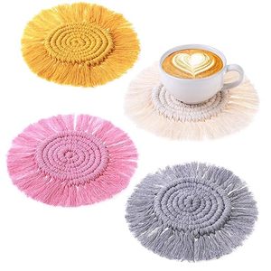 Posavasos de macramé Boho elegante ecológico con flecos circulares y estructura de algodón suave ideal para espacios relajantes - Product Image 3