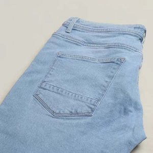 Short en jean pour homme avec taille haute et logo personnalisé Deux poches latérales Light Wash Straight Streetwear personnalisé hiver automne - Product Image 3