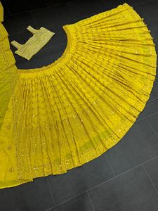 DERNIÈRE CONCEPTEUR FAUX GEORGATTE FIL TRAVAIL LEHENGA CHOLI - Product Image 3
