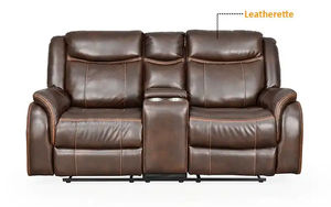 RECLINADOR AIRE CUERO COLECCIÓN ITALIANA LOVE SEAT CON CONSOLA - Product Image 3