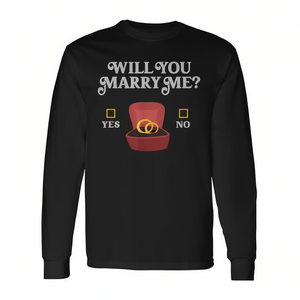 Camiseta de manga larga con estampado de anillos de propuesta de matrimonio para él, regalo de compromiso - Product Image 2