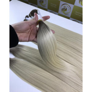 Prix de gros des extensions de cheveux européens blonds ombrés de couleur claire cheveux humains bruts européens durables aux extrémités épaisses vietnamien en vrac - Product Image 5