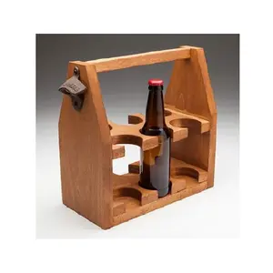 Customized 6 Bottles Wooden Beer Crate With Dividers bottle small the private style decoration carrier