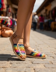 Sandales plates en cuir véritable de différentes couleurs, bout fermé, fermeture à boucle, chaussures décontractées, semelle en caoutchouc, semelle intermédiaire en EVA. - Product Image 3