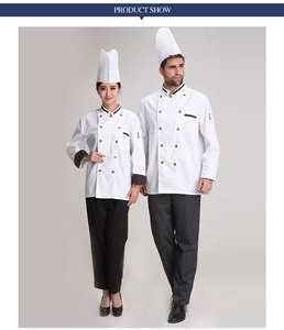 Ensemble veste de chef unisexe à manches longues avec logo personnalisé Uniformes d'hôtel en polyester/coton Couleur et taille personnalisables de haute qualité - Product Image 3