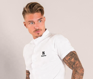 Liso teñido 280g al por mayor pro Club hombres camisetas estilo botón frontal personalizado camiseta peso pesado blanco algodón camiseta para hombres - Product Image 3