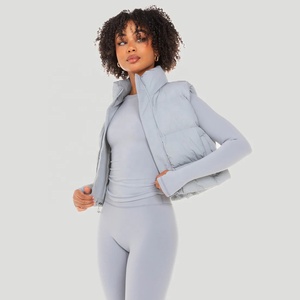 Vente en gros OEM vestes décontractées bouffantes pour hommes avec fermeture éclair col montant bien conçu matelassé léger à l'avant Logo personnalisé - Product Image 5