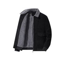 Veste en velours côtelé unisexe Doublure en fibre de bambou 100% coton Motif uni Décontracté Vert olive Manteau d'automne Coupe-vent avant 360g
