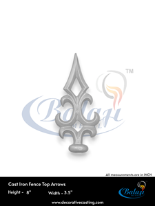 Balaji Metals Embouts décoratifs en fonte antirouille traités thermiquement pour clôtures, portails et treillis, 8 pouces de haut, 3,5 pouces de large, robustes - Product Image 2