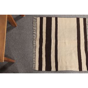 Tapis Kilim, tapis vintage de 2x1,9 pieds, tapis rayé beige - Product Image 4