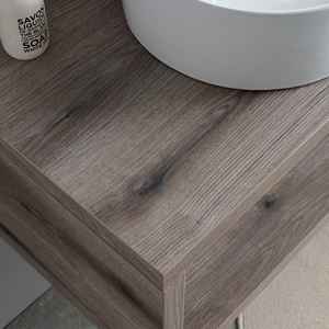 Mueble de Baño de Pared de Roble Fósil de 100 CM con Lavabo Ovalado Kos, Conjunto de Baño - Product Image 4