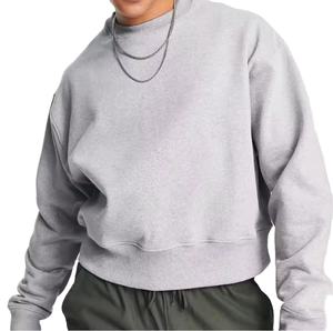 Jersey de calidad de lujo para hombre de tamaño personalizado 100% algodón Rib cuello redondo sudaderas con capucha recortadas en blanco - Product Image 3