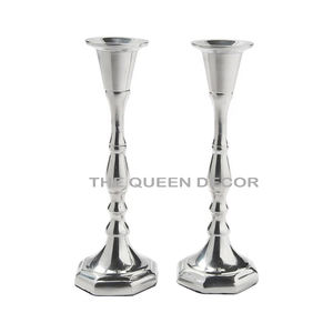 Sets Of 2 Fancy Decorative Aluminium <b>Taper</b> <b>Candle</b> <b>Holder</b> Silver Finished for Indoor & Outdoor Lights Decorative - Product Image 1