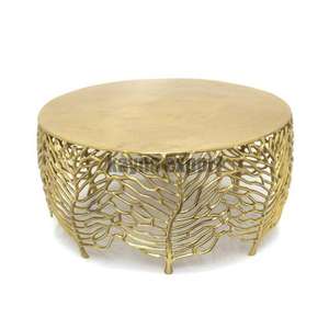 Mesa de Centro Decorativa Redonda de Metal Color Dorado, Diseño Moderno y Lujoso para Sala de Estar, Diseño Personalizado - Product Image 3