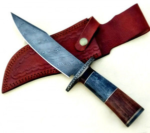 Couteau Damas 12 \ "Personnalisé Fait à la Main avec Manche en Os de Couleur Couteau Bowie Couteaux de Survie Ensemble avec Gaine en Cuir Support OEM - Product Image 2
