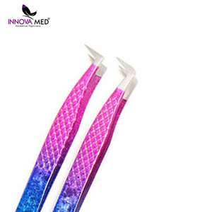 Pince à cils de couleur bleue et rose, Instruments de beauté personnalisés, pointe en Fiber, INSTRUMENTS innovants - Product Image 5