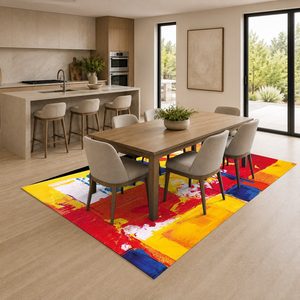Tapis RUGS DEPOT LXDP-0680 en gros, rouge bordeaux, ethnique, kilim, imprimé numériquement, lavable en machine, chenille, antidérapant - Product Image 4