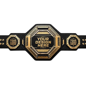 Ceinture de championnat de lutte personnalisée noire avec placage or et espace pour logo, personnalisable, ceinture de championnat sur mesure, personnelle - Product Image 1
