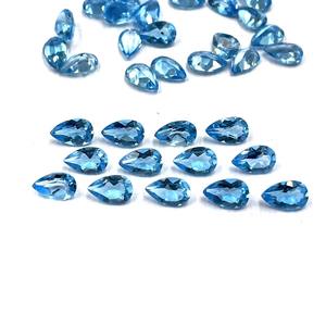 ลูกปัดตัดลูกแพร์สวิสสีฟ้าบุษราคัมธรรมชาติขนาด5x8มม. สำหรับทำเครื่องประดับอัญมณีบุษราคัมสีฟ้าแบบหลวม - Product Image 4