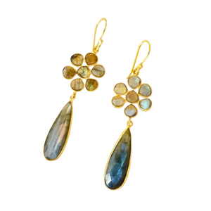 Designer Labradorite Stone Bezel Set Dangle 925 Sterling Silver <b>Earrings</b> Women Fashionable Crystal Gemstone Jewelry for Women - Product Image 1