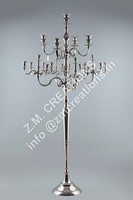 Büyük Alüminyum Metal Şamdan Gümüş Cilalı Renk Ayaklı El Yapımı 127CM Lüks Ev Düğün Cadılar Bayramı Partisi Noel