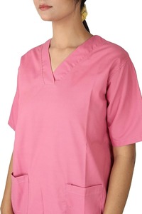 Women's Hospital <b>Scrub</b> <b>Top</b> Woven Cotton Fabric - Product Image 2