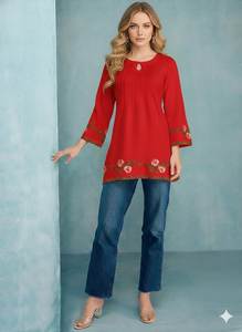 El más popular para fiestas de oficina: Tela de seda Georgette, estilo cuello redondo, longitud media, sin costuras, diseño indio moderno, multicolor, para mujer. - Product Image 6