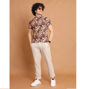 Top Selling Premium <b>Men's</b> Half Sleeve Versatile Casual Wear Comfortable Stretchable for <b>Polo</b> <b>Neck</b> 100% Peach Digital Printed - Product Image 1
