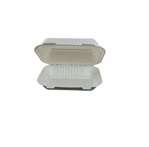 Boîte à lunch en bagasse jetable facile 9x6 à clapet compostable biodégradable écologique micro-ondable recyclable - Product Image 2