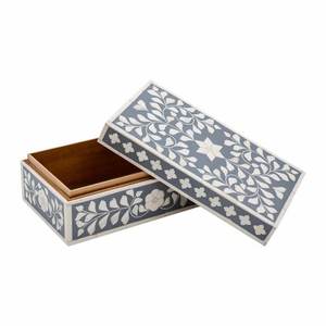 Caja de joyería con incrustaciones de hueso indio hecha a mano, forma rectangular, elegante caja con incrustaciones de hueso - Product Image 3