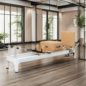 Reformer de <span class=keywords><strong>Pilates</strong></span> en alliage d'aluminium pour la salle de sport à domicile, équipement essentiel pour les cours de yoga et de <span class=keywords><strong>Pilates</strong></span>, matériau durable en bois, acier et PU - Product Image 6