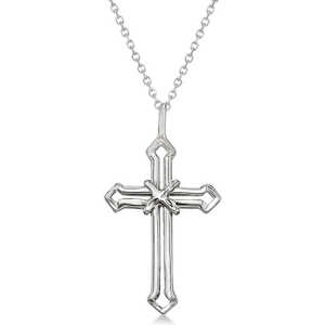 14K White Gold Cross <b>Necklace</b> <b>for</b> <b>Men</b>/Women Fine <b>Pendants</b> & Charms Open Cross Design - Product Image 1