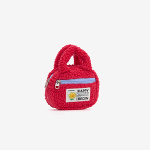 Lambswool Foldable <b>Mini</b> Handbag Zipper Closure Portable Light Weight Durable Fashion Customizable Makeup Storage Medium Capacity - Product Image 3