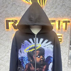 Sudadera con capucha y cremallera con etiqueta personalizada de precio al por mayor de alta calidad, sudaderas con capucha negras impresas hechas en fábrica a precio barato, sudaderas con capucha para hombres - Product Image 3