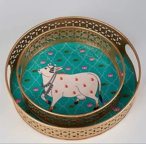 Bán Buôn Bò Khay Với Lọ Đặt Ủng hộ Đám Cưới Diwali Trang Trí Món Quà Công Ty Ấn Độ Phục Vụ Khay - Product Image 4